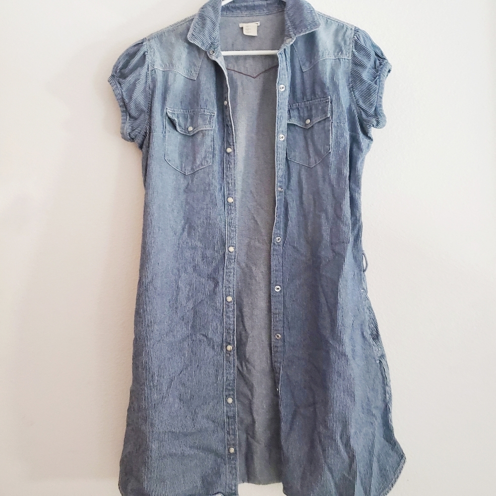 Levi's Blue Stripe Dress Denim Snap Button